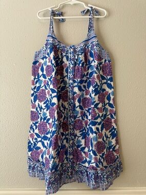 Vineyard Vines White Dress with Blue and Purple Floral Print